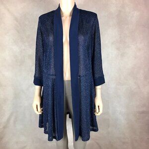 R&M RICHARDS Blue Metallic Evening Cover-Up Cardigan NEW 16W